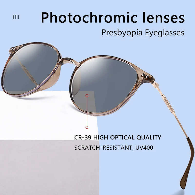 

Photochromic Reading Glasses for Women, Anti UV/Eyestrain/Glare,Fashion Lightweight TR Frame, Reading Sunglasses