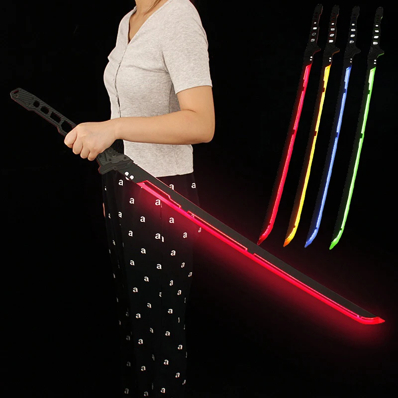 80/108cm Cyberpunk Katana Acrylic Luminous Sword Knife Anime Cosplay Prop Real Size Japanese Katana Samurai Sword Sabre Kid Toy