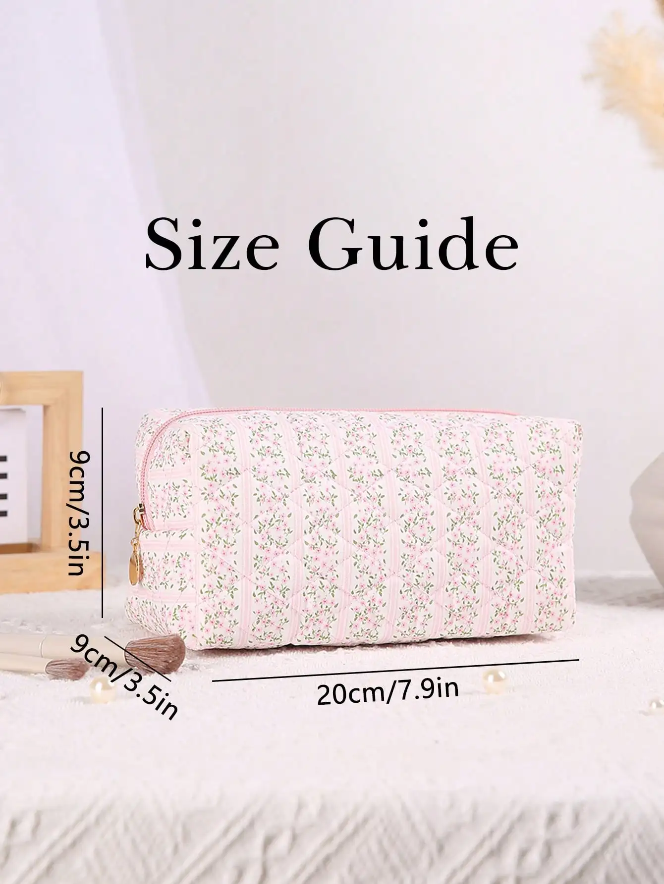 Custom Embroidery Bag Personalized Name Makeup Pouch Floral Quilted Cosmetic Bag Women Girls Gift Toiletry Organizer Pencil Case