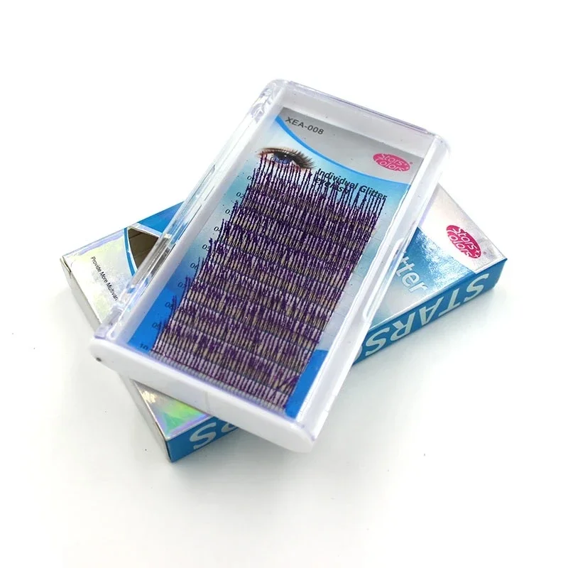C Curl 0.15mm Fashion Glitter Eyelash Extensions 12 Strips Individual Eyelash Extension False Eyelashes Glitter Silver
