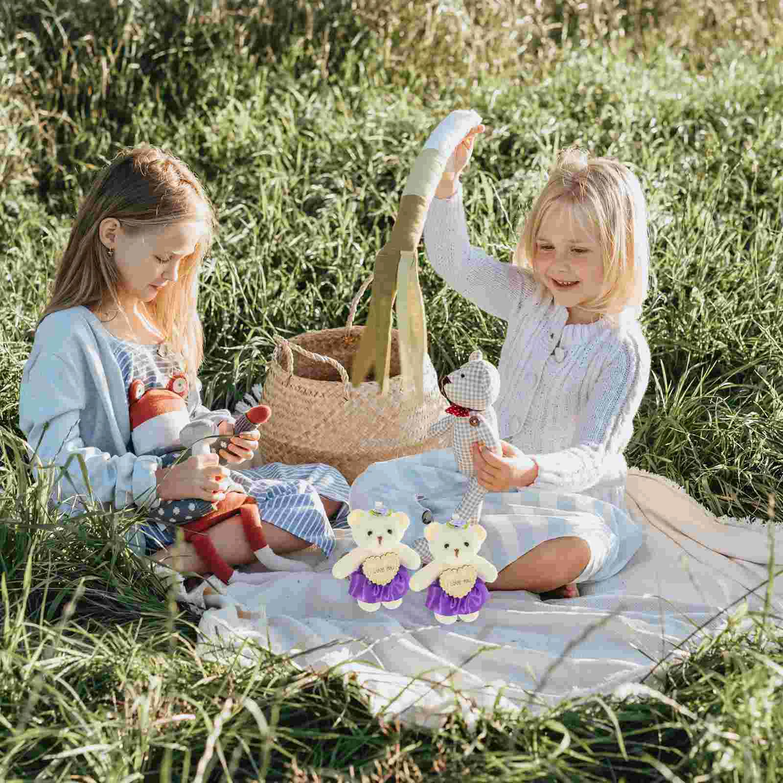 4 個のウェディングクマの装飾品 PP 綿の装飾花束人形ペンダント小さなクマの花卒業シーズンアクセサリー