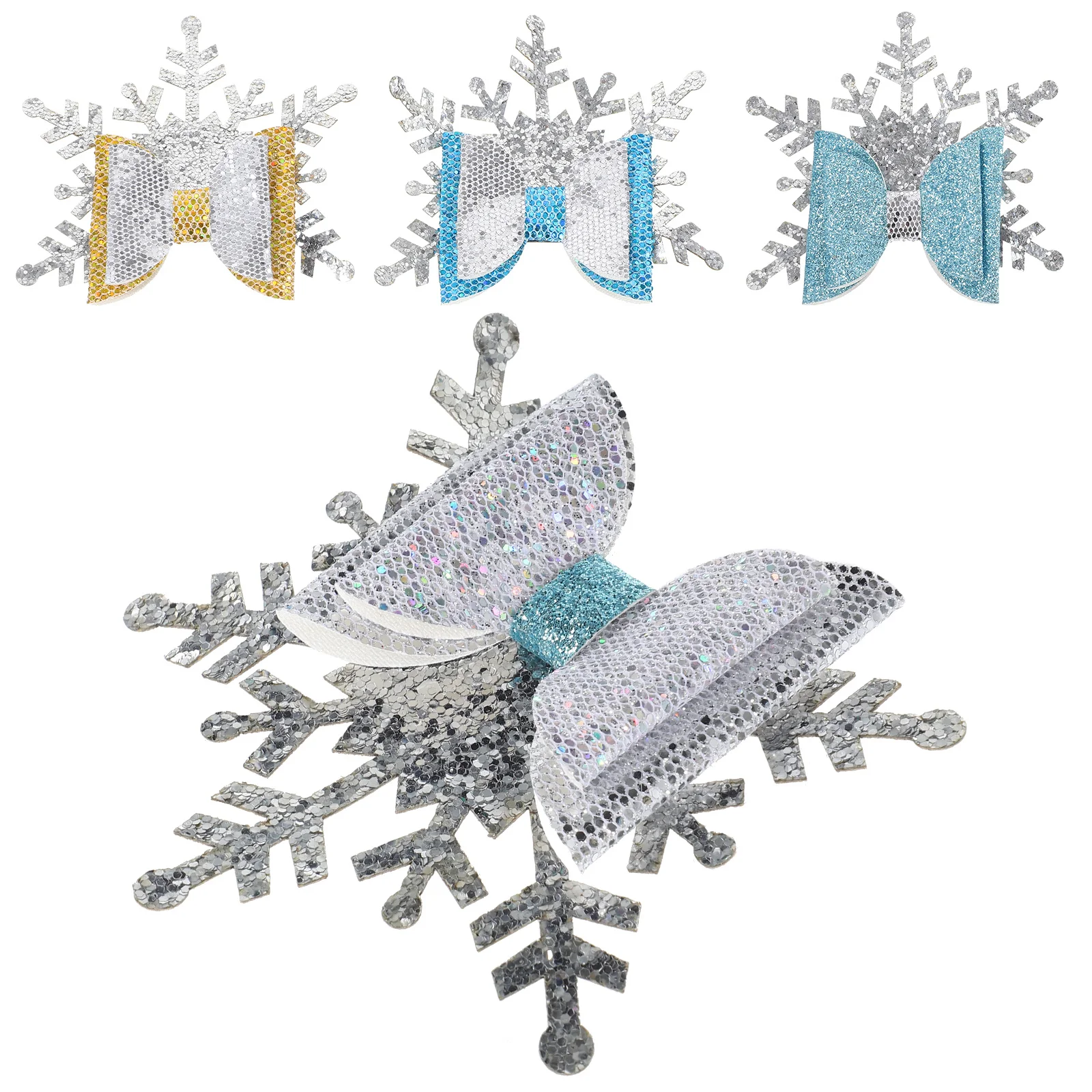 

4Pcs Holiday Hair Clips Christmas Snowflake Pattern for Party Wear School Daily Fashion Christmas Hair Clips