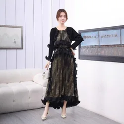 2024 Autumn New Miyake Pleated New High-end Banquet Dress Heavy Industry Pleated Slim-fitting Long Dresses