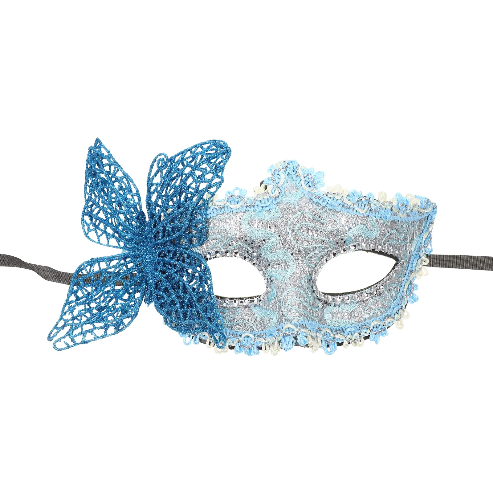 

Face Chain Jewelry Butterfly Half Mask Halloween Women Prop Masquerade Blue Plastic Party Man Mascara