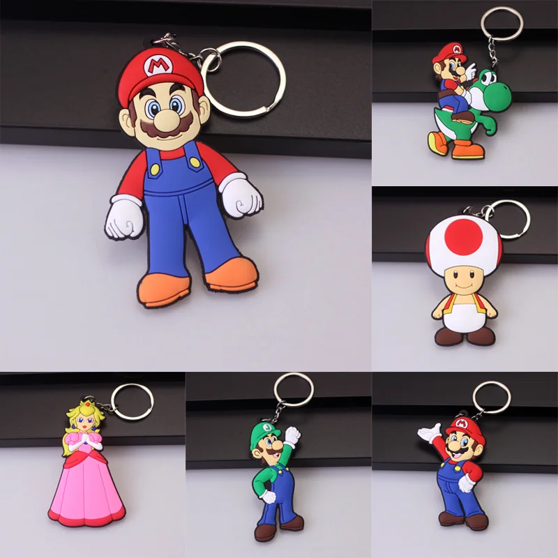 LLavero de Super Mario Bros, llavero de silicona de dibujos animados, colgante, adornos para mochila, llaveros de coche de pareja a la moda, regalos de decoración