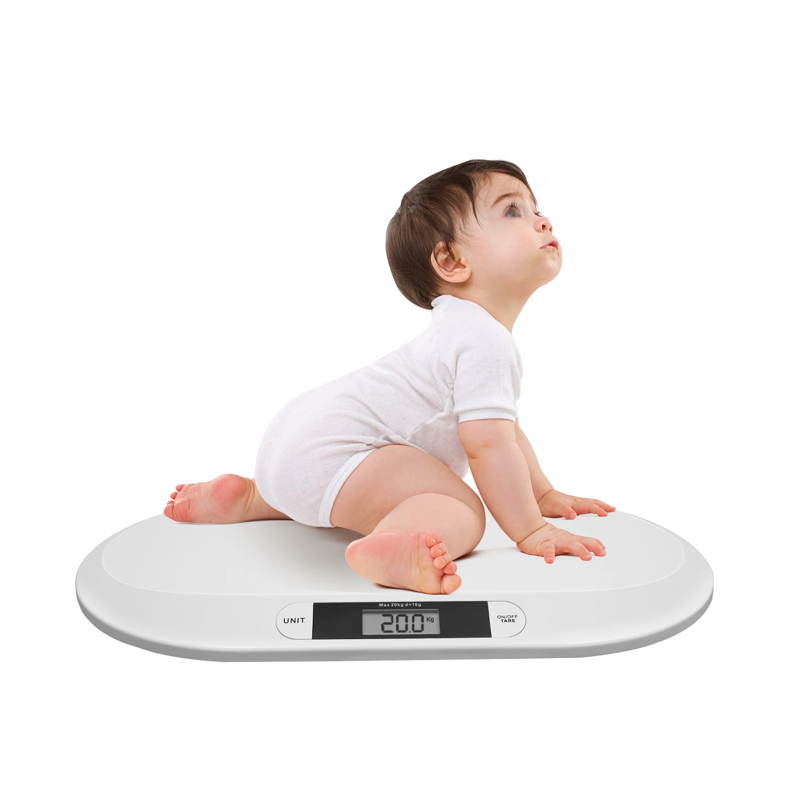 

20kg/44pounds Baby Scale White ABS Automatic Shut off Tare Function Accurate 3 Units LCD Display for Weighing Baby Cat Dog