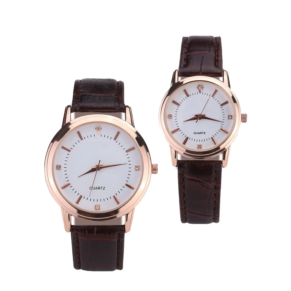 

2Pcs Quartz Watch Fashion Wristwatch for Men Women Strap Square Dial Valentines Sturdy Long Lasting
