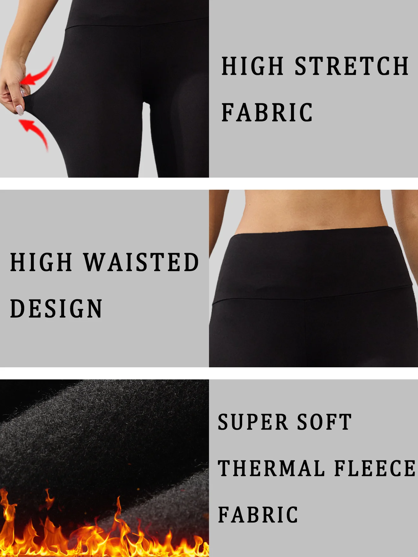 Damen-Leggings mit Thermo-Fleece-Futter und hoher Taille. Workout Winter warme dicke Strumpfhosen weiche Yogahosen