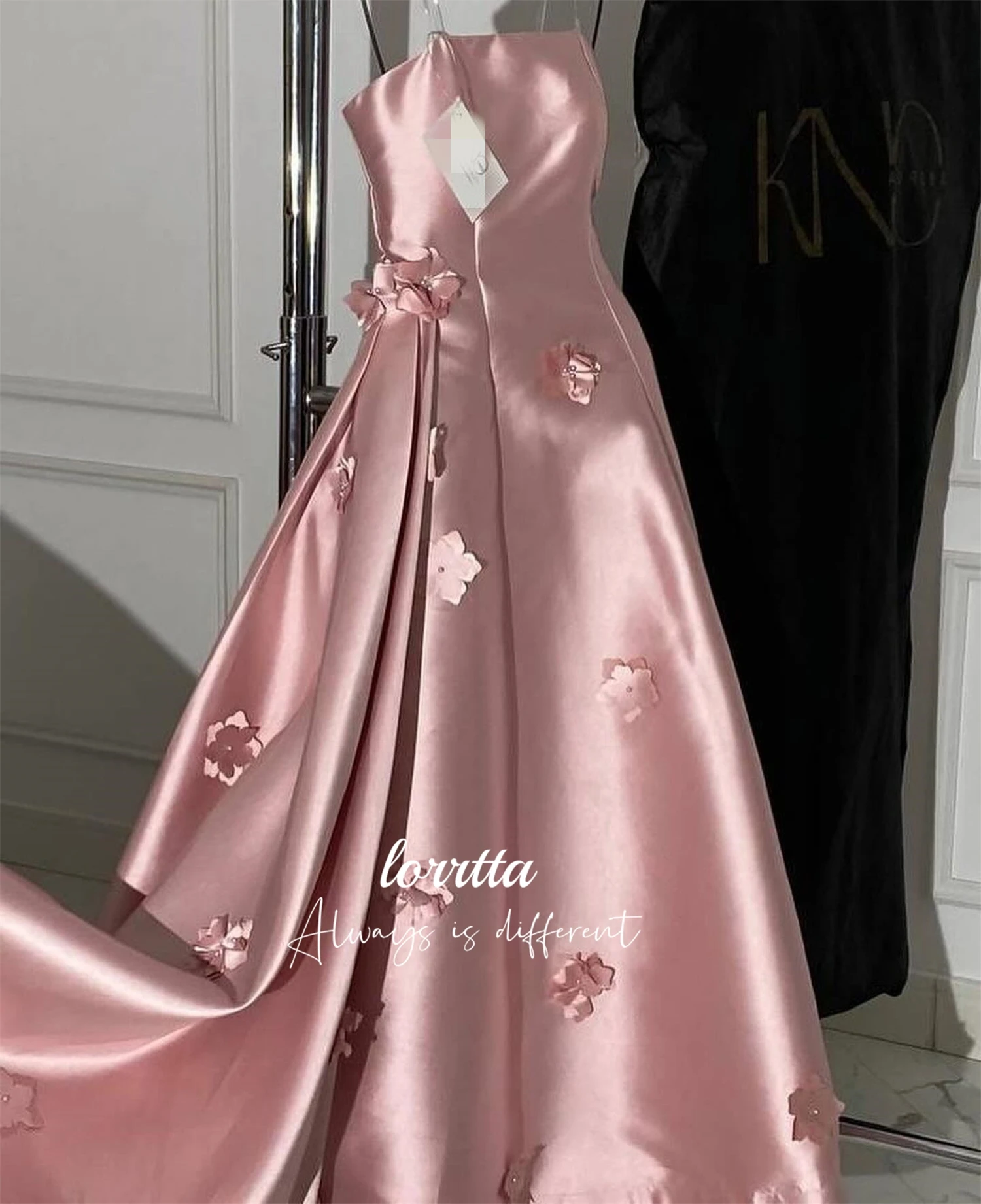 Lorrtta Flower Decoration Satin Party Dress Evening Wedding Dresses for Special Occasions Robe Soiree Elegant Woman Customized