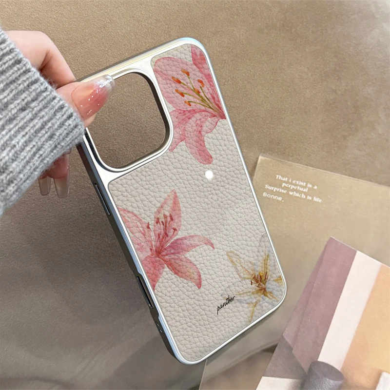 حافظة هاتف فاخرة أنيقة من جلد الزنبق لهاتف آيفون 11/12/13/14/15/16/17 Pro Max AIR PLUS