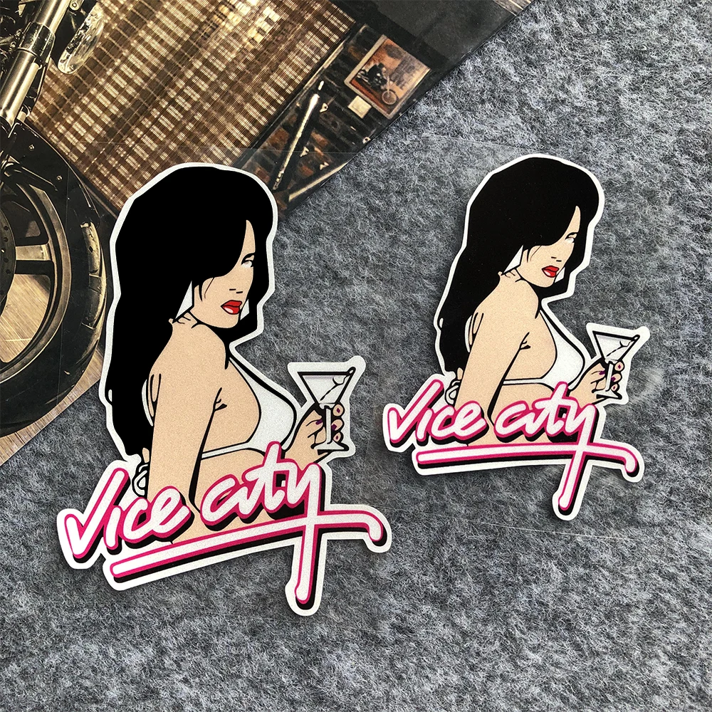 JDM Game Neon Girl Reflective Car Stickers Decor Motorcycle Moto Auto Body Windshield Fuel Tank Bumper Vinyl Decals Accessories