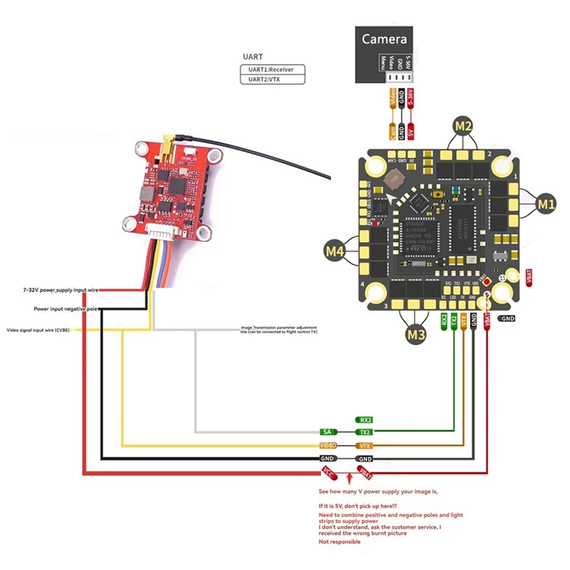 5.8G 1.6W VTX 48CH Video Transmitter High Power VTX Built In Microphone For Long Range Drone RC Model