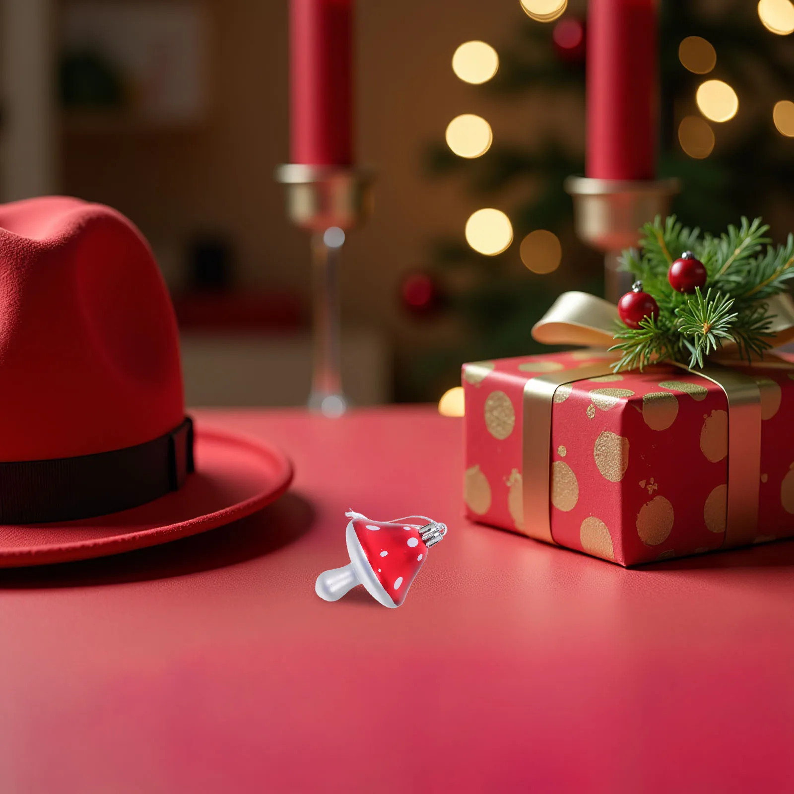 

20 pcs Christmas Mushroom Ornaments Shatterproof Plastic Hanging Decor For Xmas Tree Festival Party Decoration Red Mushroom