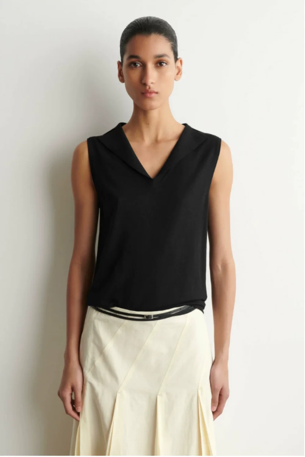 XIMIAN APPAREL 2026 traf cos spring new style of Women's casual Standard style sailor collar black pure cotton knitted shirt