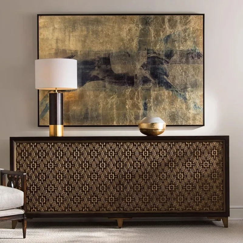 

American retro porch cabinet neoclassical living room carved locker decorative cabinet villa household dining side cabinet stora