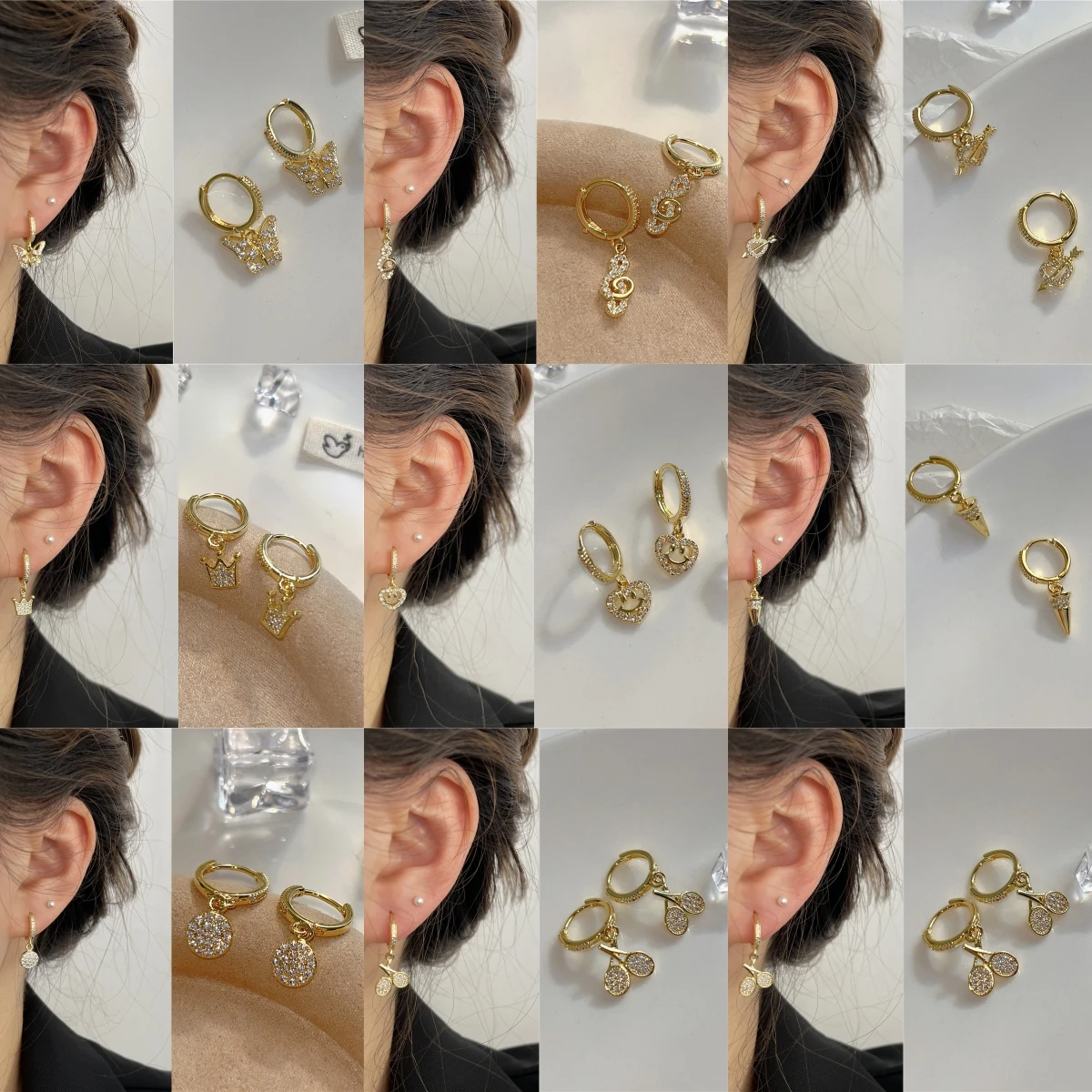 Elegant Sparkling Diamond-Encrusted Hoop Earrings Fashionable Luxury Accessory for Women Sweet Miniature Ear Jewelry
