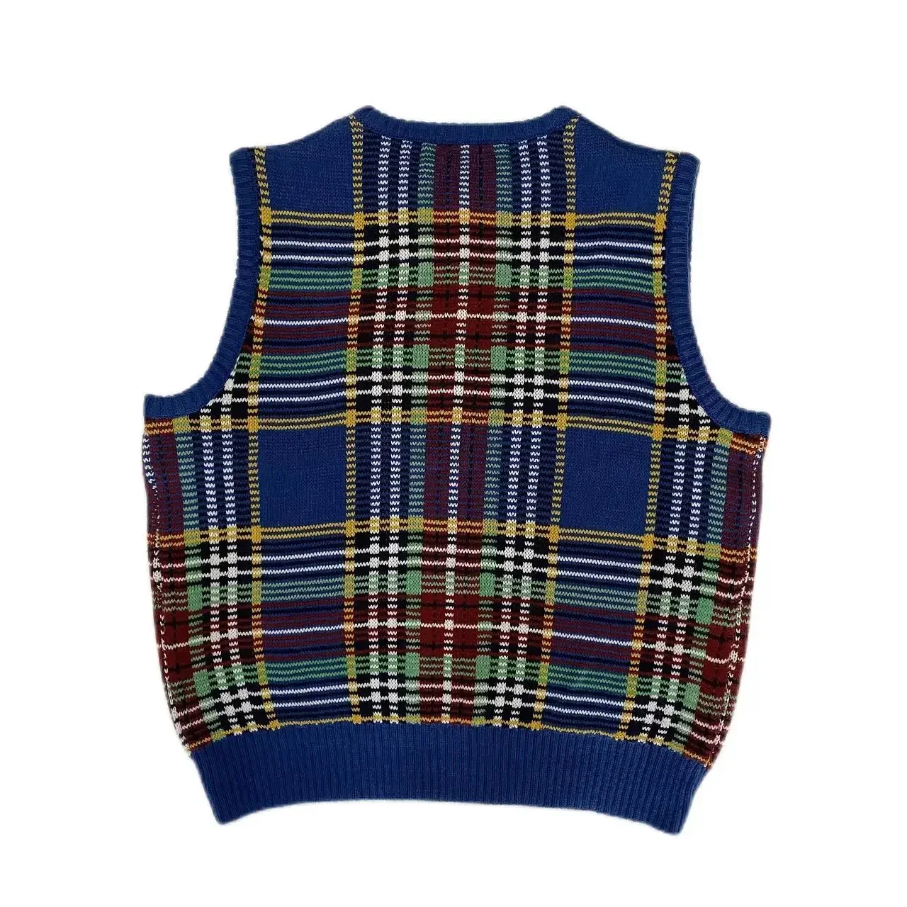 Non Japan Style Kapital Vintage Hirata and Hiro Knitting Plaid Sweater Vest Sleeveless Crew Neck Loose Pullover Annual Jia Brand