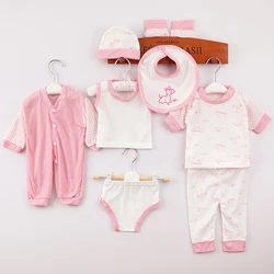 Ropa con estampado de dibujos animados para niño y niña recién nacida, conjunto de 8 piezas, Tops suaves, mono, artículos para bebé, BC300, 0 a 3 meses, novedad de primavera y verano