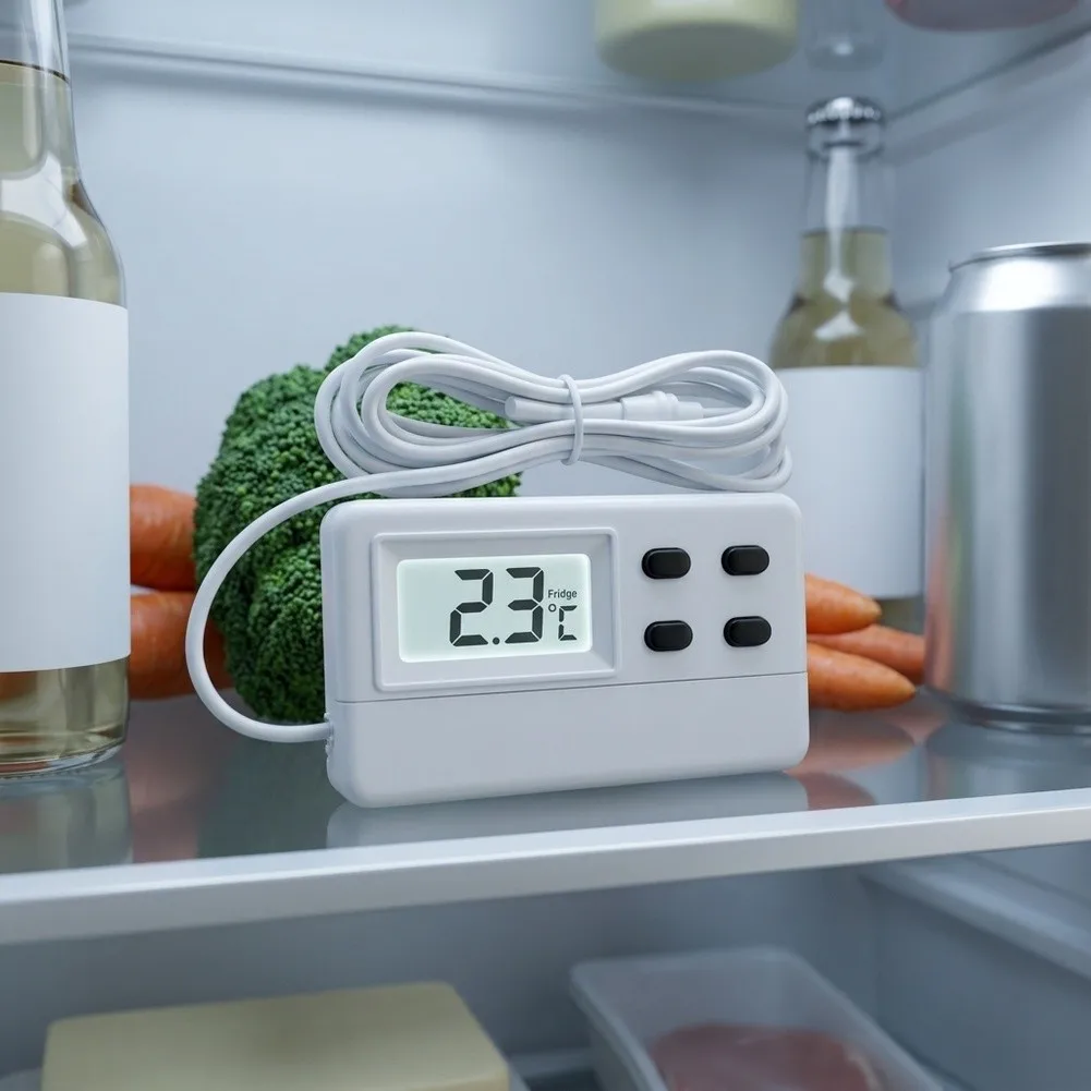 For Refrigerator Thermometer with Audible Alarm for Temperature Range Violation Detection LCD Screen Clear Visibility