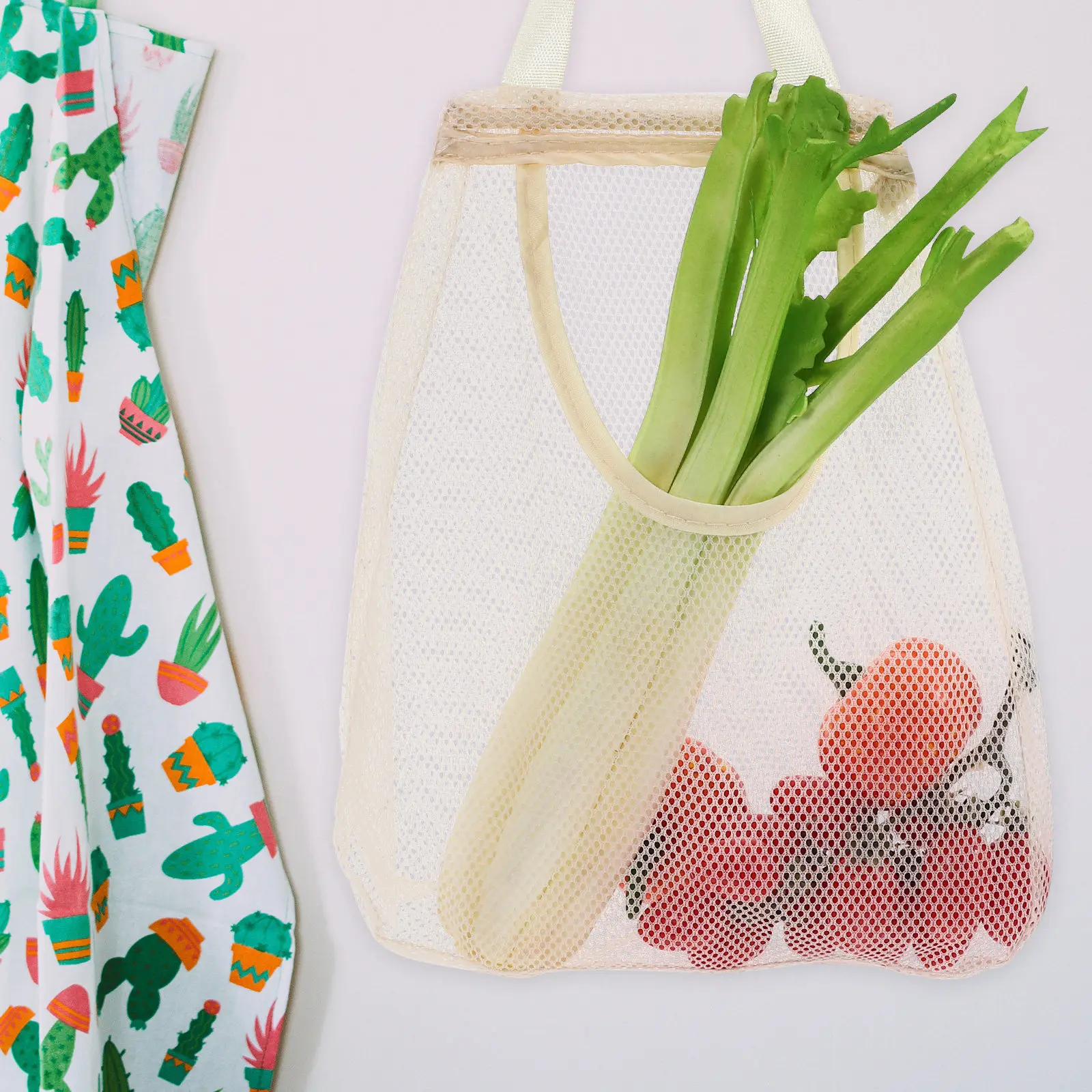 Produce Bag Reusable Mesh - 5 قطع من أكياس التخزين الشبكية