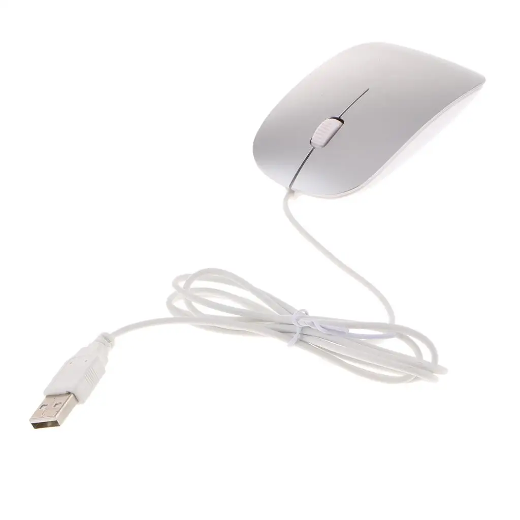 

Тонкая тонкая оптическая USB-мышь для ПК, ноутбука, Windows Apple, серебристая
