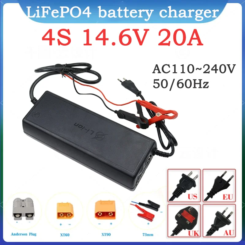 

14.6V/12.8V 20A Lifepo4 Charger AC100-240V 180V-240V 4S 12v 14.4v 20A High Power charger for Lithium iron phosphate Battery Pack