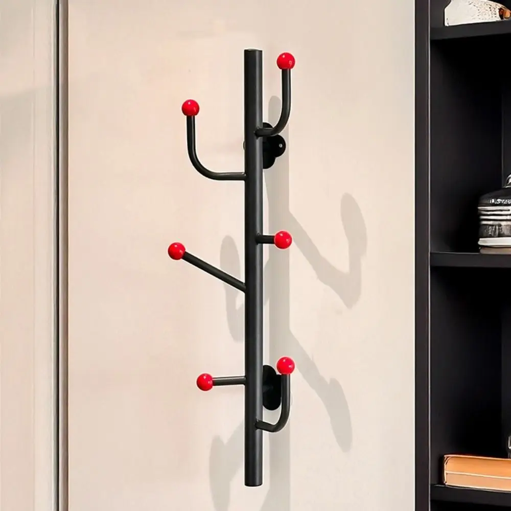 

Multi-functional Carbon Steel Wall Mounted Coat Rack Saving Space 4/6 Hooks Cap Holder Decorative Wall Hooks Bathroom