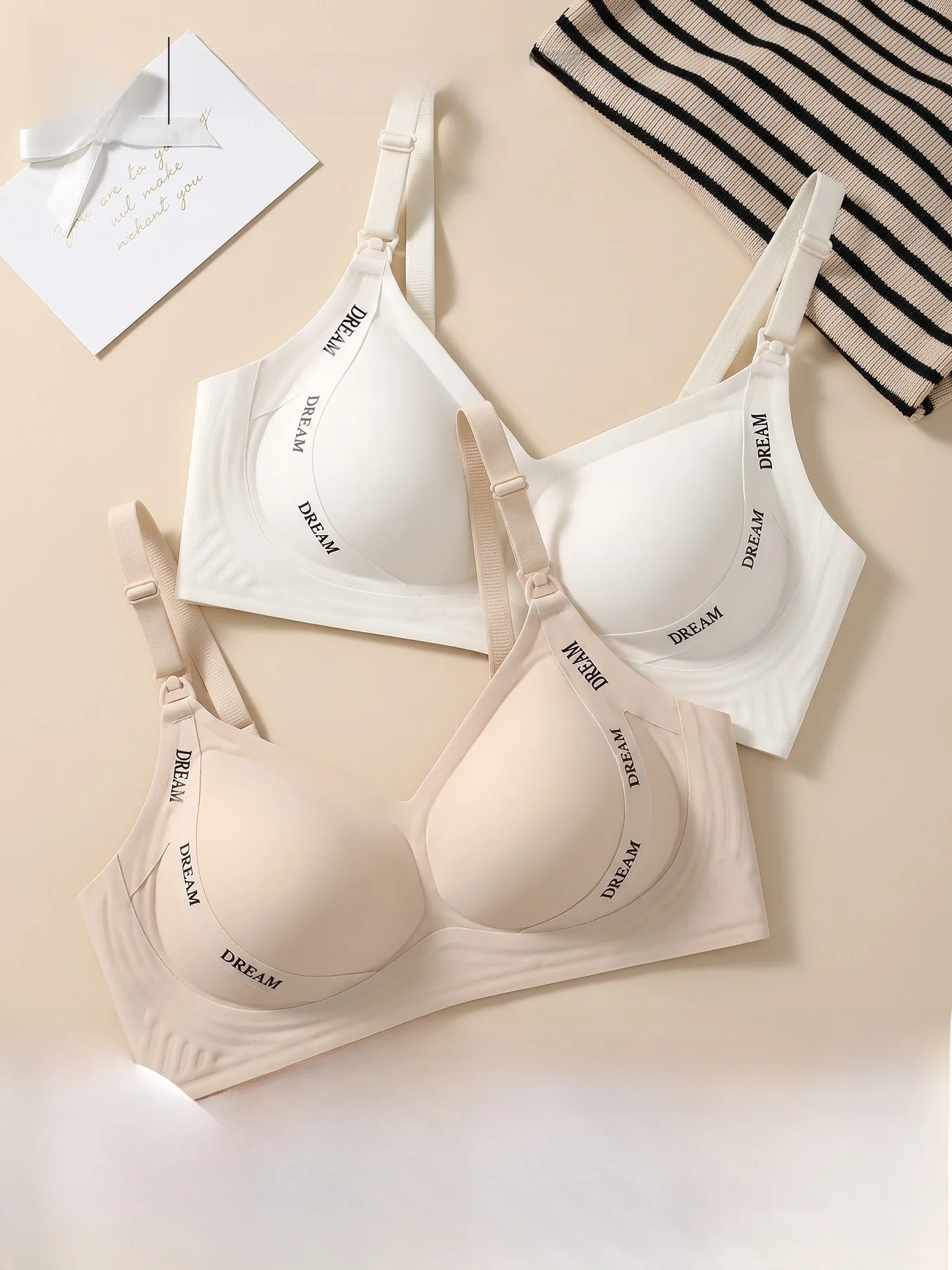 Maternity Nursing Bra Women's Gathered Anti-Sagging Side Breast Reduction Postpartum Milk Feeding Front Closure Pregnant Mate...