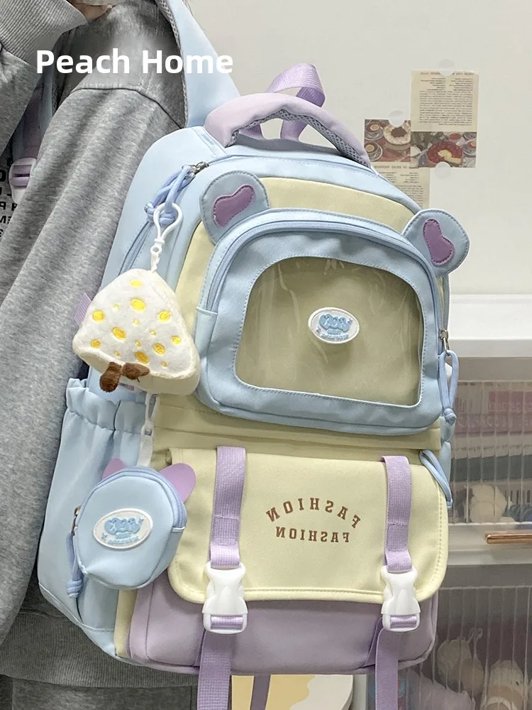 

Очаровательная большая сумка Capaci Advidea для девочек, повседневная универсальная сумка с двойным плечом, милая школьная сумка из нейлонового материала, складной