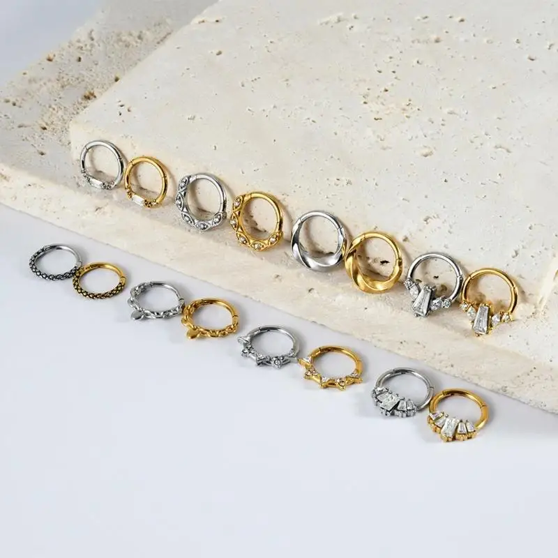 

J78F Easy to Wear Stainless Steel Nose Rings Piercing Nose Decors Earrings Comfort
