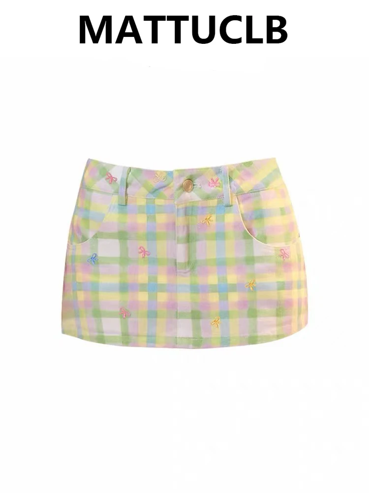 Summer Women Korean 2000s Aesthetic Mini Skirt Plaid Preppy Skirt Kawaii Sweet Y2k Shoujo Girl High Street New In Gyaru Tide