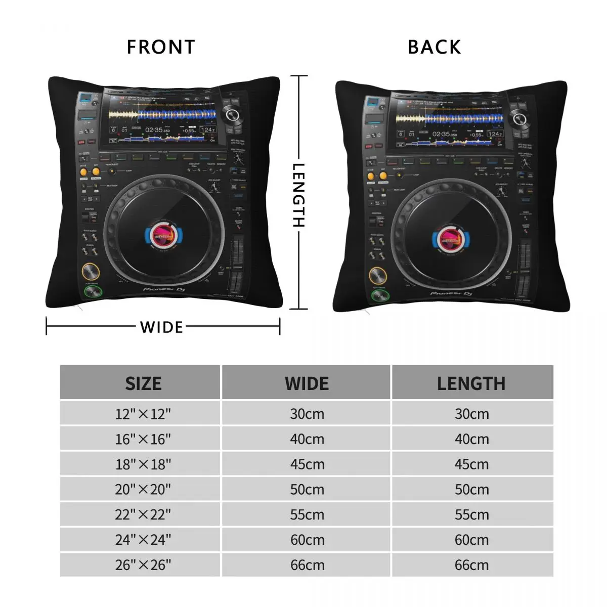 Pioneer DJ CDJ-3000 Multi Format Player Square Pillowcase Polyester Linen Velvet Printed Zip Decor Home Cushion Case