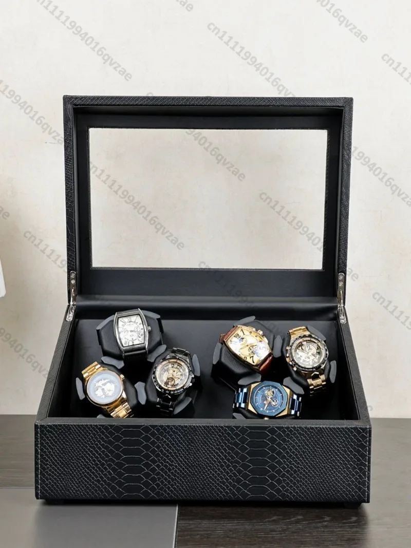High-end Automatic Winding 6 Watch Shakers, Open Lid Self-stop Meter, Mechanical Watch Box
