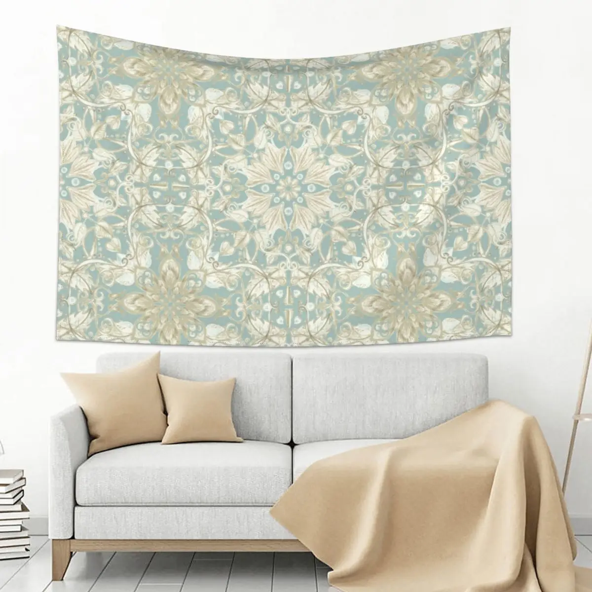 

Soft Sage & Cream hand drawn floral pattern Tapestry Home Supplies For Bedroom Decorative Wall Murals Tapestry