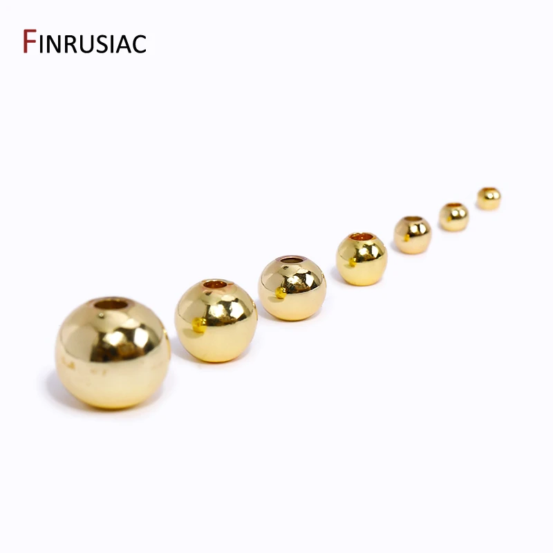 

DIY Jewelry Making Accessories 18K Gold Plated Brass Smooth Round Spacer Beads For Bracelet Necklace Making Supplies Findings