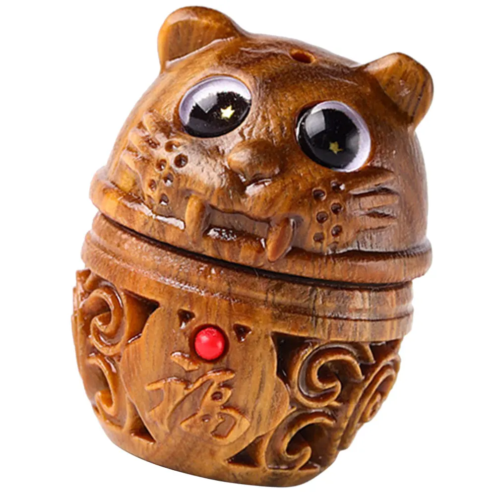 

Sandalwood Sachet Keychain Tiger Figurine Crafts Decor Vintage Wooden Pendant DIY Charms Car Hanging Necklace Bracelet Jewelry