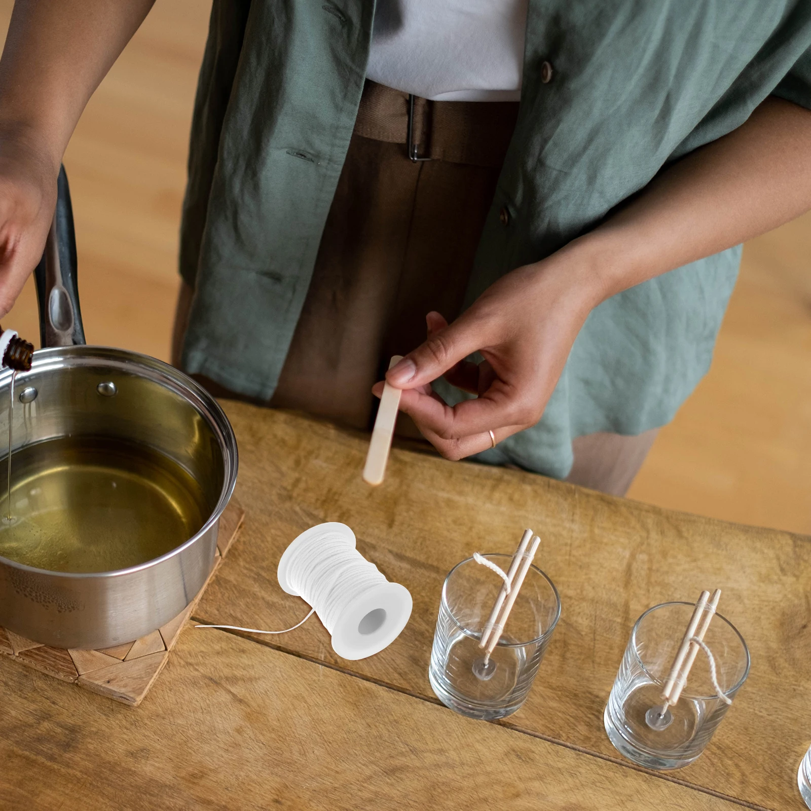 

2pcs Cotton Wicks Roll Braided Wick For Diy Making Lamp Wick Spool Craft Supplies Smokeless Burning Stable