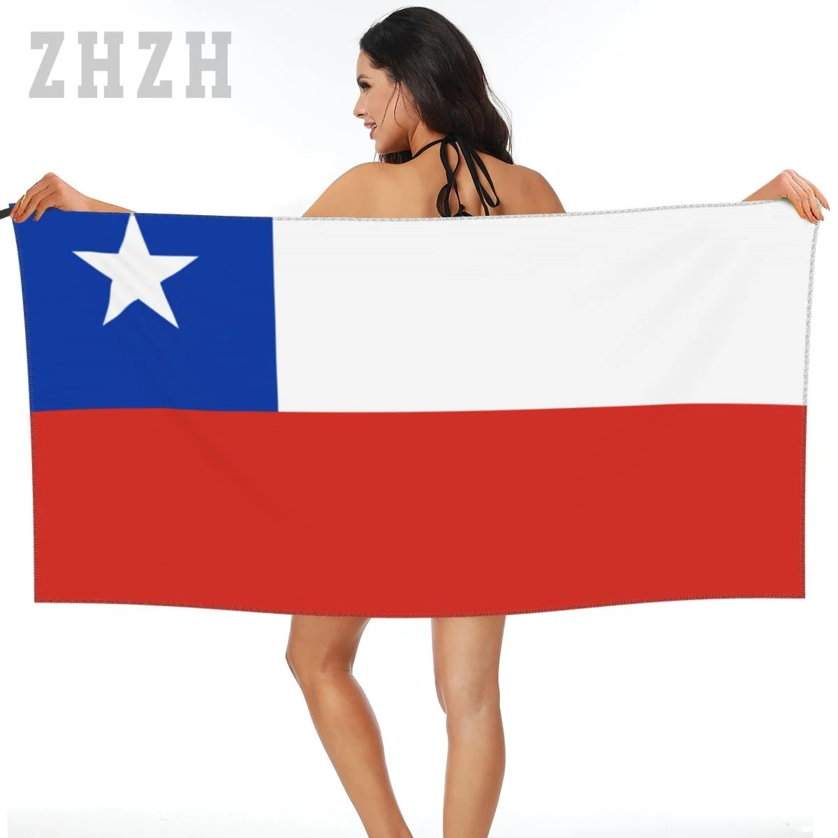 More Design Chile Flag Emblem Bath Towel Quick dry Microfiber Absorbing Soft Water Breathable Beach Swimming Bathroom