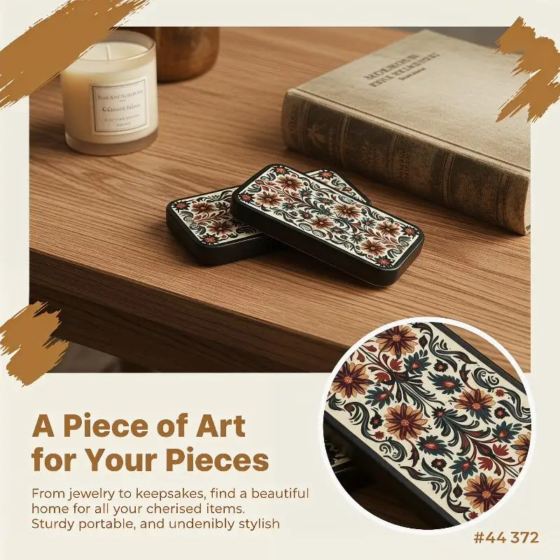 Retro Black Rose Heart Shaped Wood Box Storage Does Not Include Matches