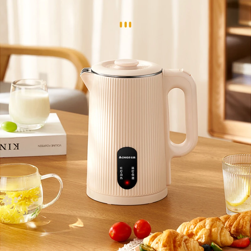 Chaleira elétrica de aço inoxidável de 1,8L - desligamento automático e garrafa térmica para manter aquecido para escritório/casa, panela de ebulição rápida sem BPA