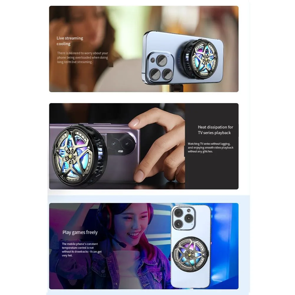 

Охлаждающее устройство для смартфона с эффективным рассеиванием тепла и магнитным креплением для прямой трансляции и игр