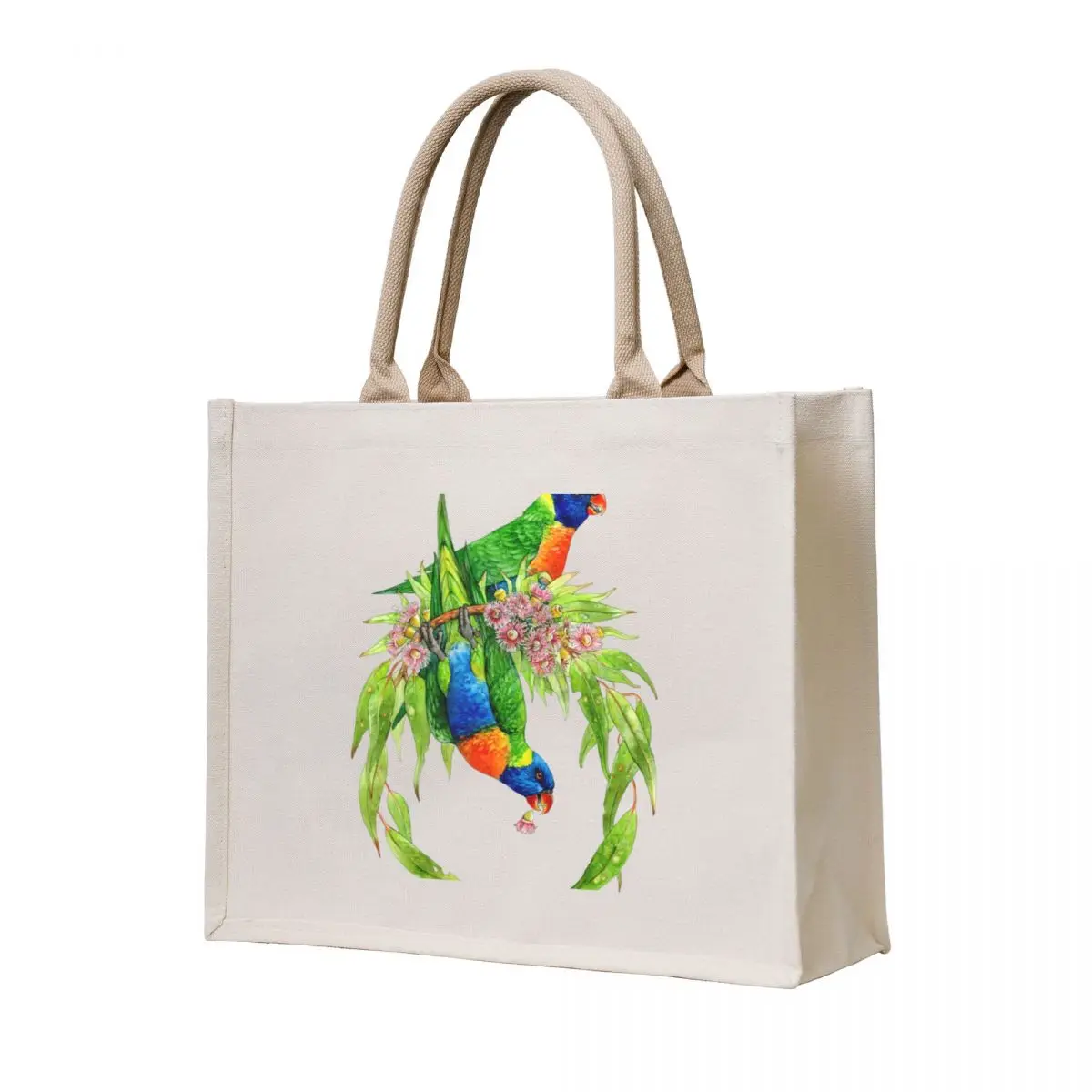 

Rainbow Lorikeets Native Wreath Tote Bag university shopper bag foldable reusable bag large tote