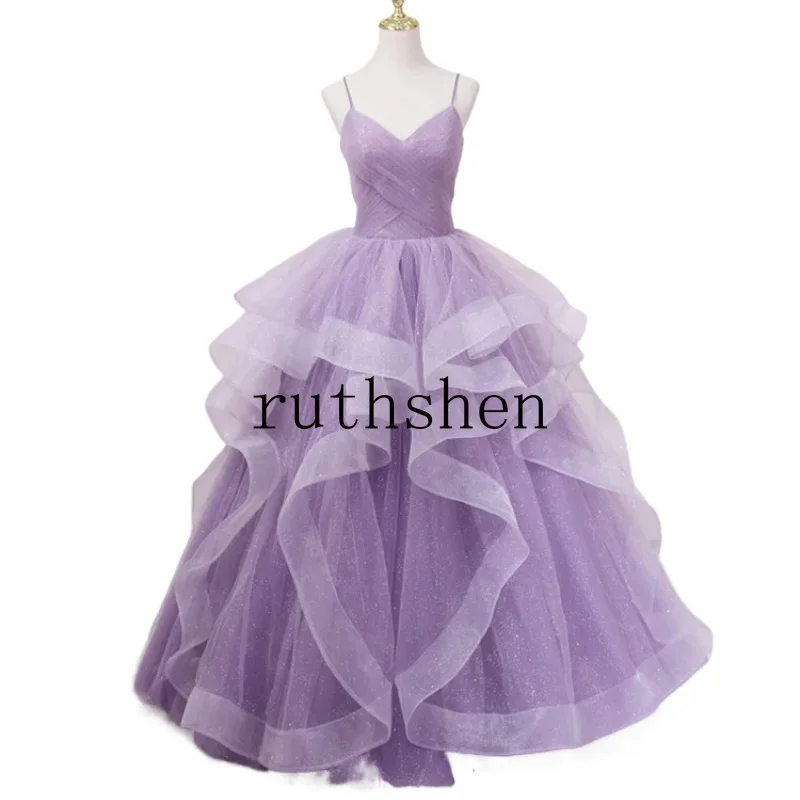 

Бальное платье Quinceanera, пышное блестящее тюлевое платье на тонких бретельках, милое платье принцессы для выпускного вечера 16, вечернее платье по индивидуальному заказу