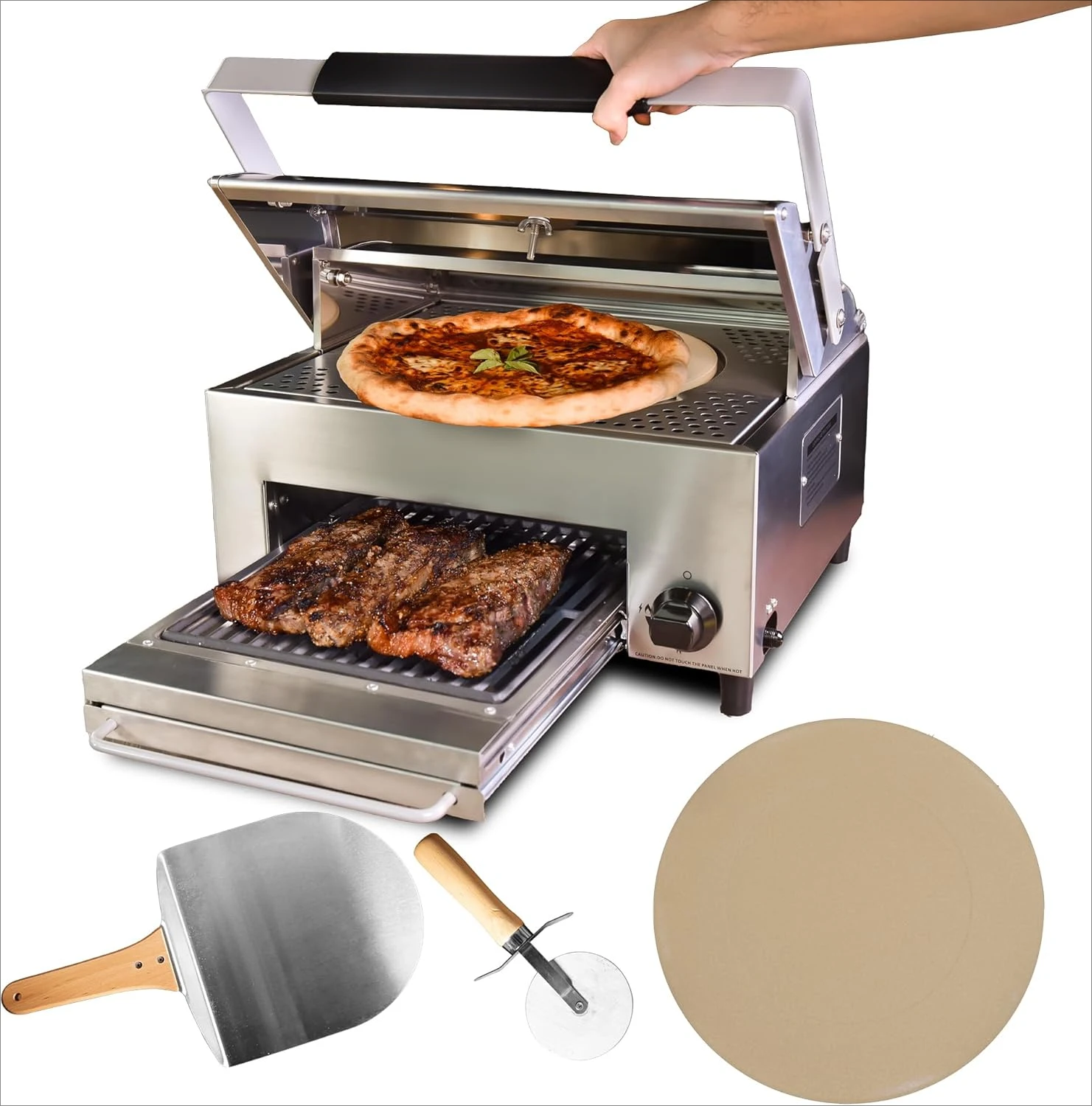 Pizza Oven Outdoor Gas Oven, Portable Propane Oven with Double Cooking Deck