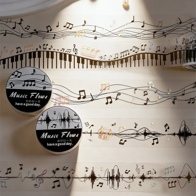 

Card Lover 25mm*2m 1 Roll [Music Flow Series] PET Music Key Music Wave Music Theme Journal Decorative Loop Tape