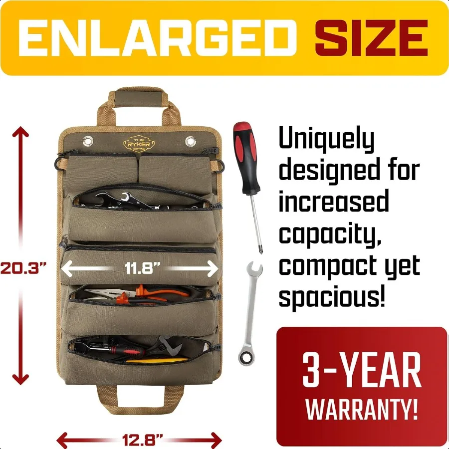 The Ryker Roll Up Tool Bag Organizer Regali per lui Confezione da 2 pezzi Robusto piccolo strumento per moto Roll Bag Organizer Portatile Rollup To