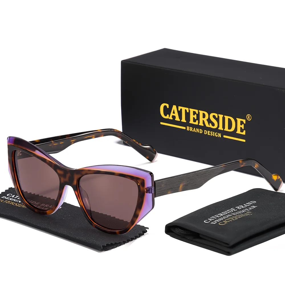 CATERSIDE Frauen Stil Sonnenbrille Acetat Cat Eye Rahmen Farbe-Blocking Design Suneyewear Männer Mode Luxus Fahren Gläser UV400 – Detail 14