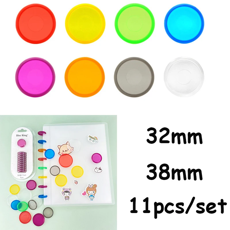 

11pcs 32mm 38mm Discs Mushroom Hole Binder Ring Discbound Planner Plastic Ring Binder Chest Binder Disc Planner Binding Discs