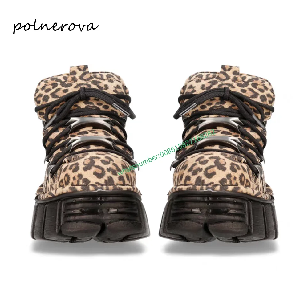 Leopard Sneakers Y2K Punk Dark Style Fashion Sport Shoes Lace Up Round Toe Flat Heel Casual for Women Luxury Sexy Concise Newest