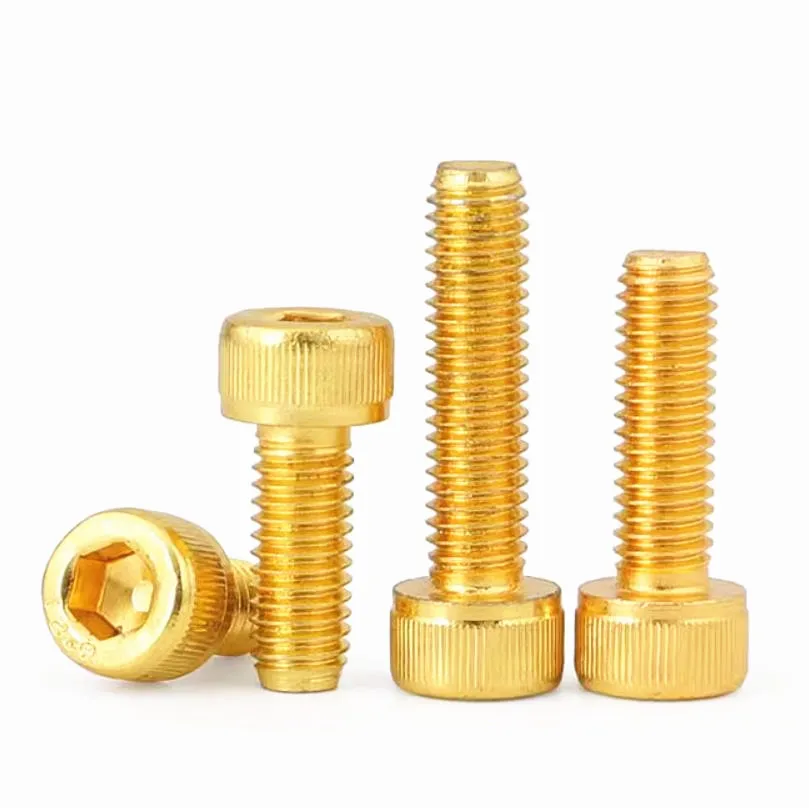 M2 M2.5 M3 M4 M5 M6 M8 DIN912 Golden Allen Screw Hex Socket Cap Cup Head Screw Ti-gold Plated Grade 12.9 Alloy Steel
